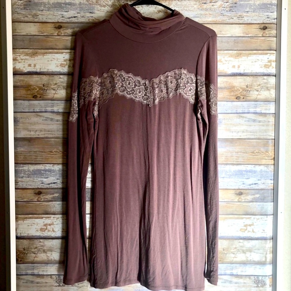 Free People turtle neck lace tunic M